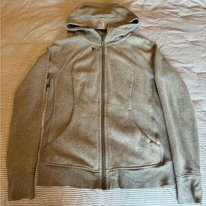 Lululemon Scuba Light Cotton Fleece Hooded Gray Thumbhes Size 10